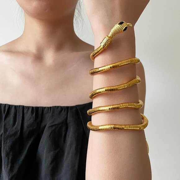 Flexible Snake Necklace and Bracelet Alloy Gold Adjustable Halloween Gift - Picture 3 of 6